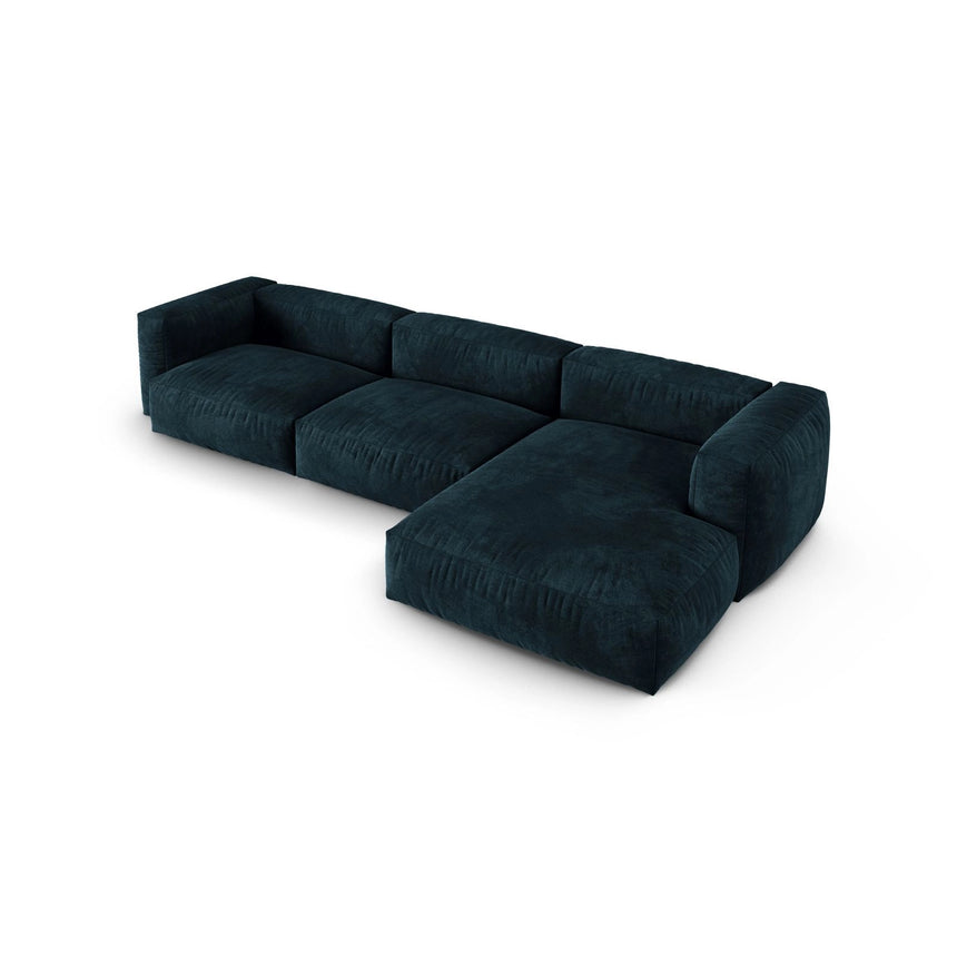 Martina modulares Ecksofa, Rechte Seite, Sitztiefe 90 cm, aus Samt in Deep Petrol (Vogue 13), 330x176 cm von Micadoni – Bild 4