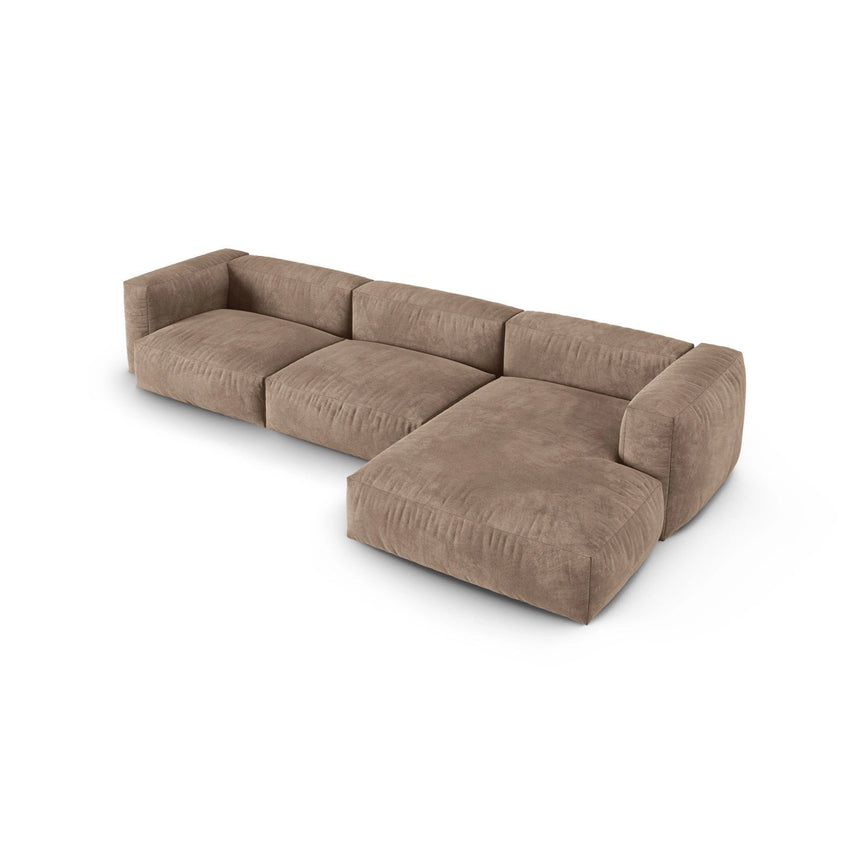 Martina modulares Ecksofa, Rechte Seite, Sitztiefe 90 cm, aus Samt in Dunkelbeige (Vogue 3), 330x176 cm von Micadoni – Bild 4