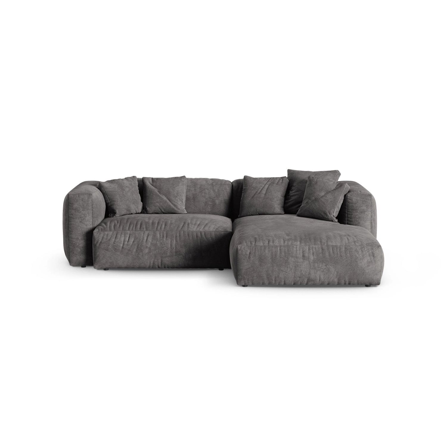 Martina modulares Ecksofa, Rechte Seite, Sitztiefe 90 cm, aus Samt in Grau (Vogue 15), 280x176 cm von Micadoni – Bild 1
