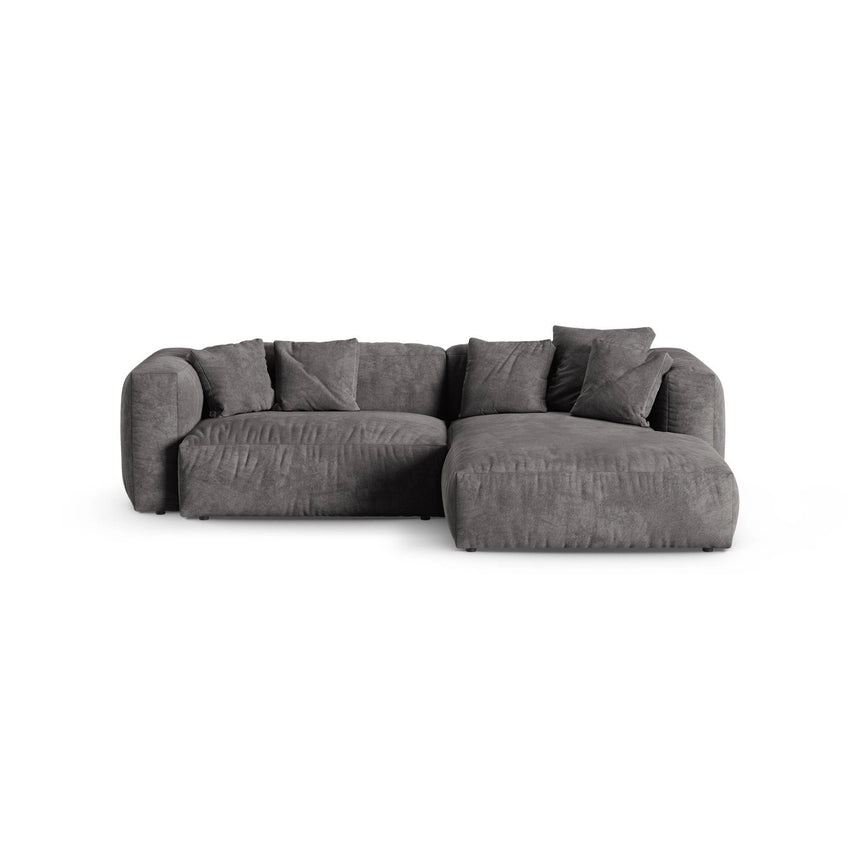 Martina modulares Ecksofa, Rechte Seite, Sitztiefe 90 cm, aus Samt in Grau (Vogue 15), 280x176 cm von Micadoni – Bild 1