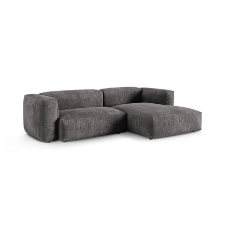 Martina modulares Ecksofa, Rechte Seite, Sitztiefe 90 cm, aus Samt in Grau (Vogue 15), 280x176 cm von Micadoni – Bild 3