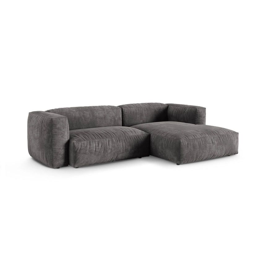 Martina modulares Ecksofa, Rechte Seite, Sitztiefe 90 cm, aus Samt in Grau (Vogue 15), 280x176 cm von Micadoni – Bild 3