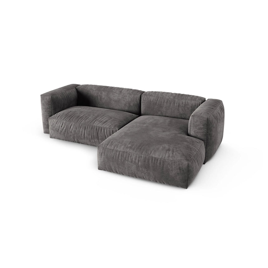 Martina modulares Ecksofa, Rechte Seite, Sitztiefe 90 cm, aus Samt in Grau (Vogue 15), 280x176 cm von Micadoni – Bild 4