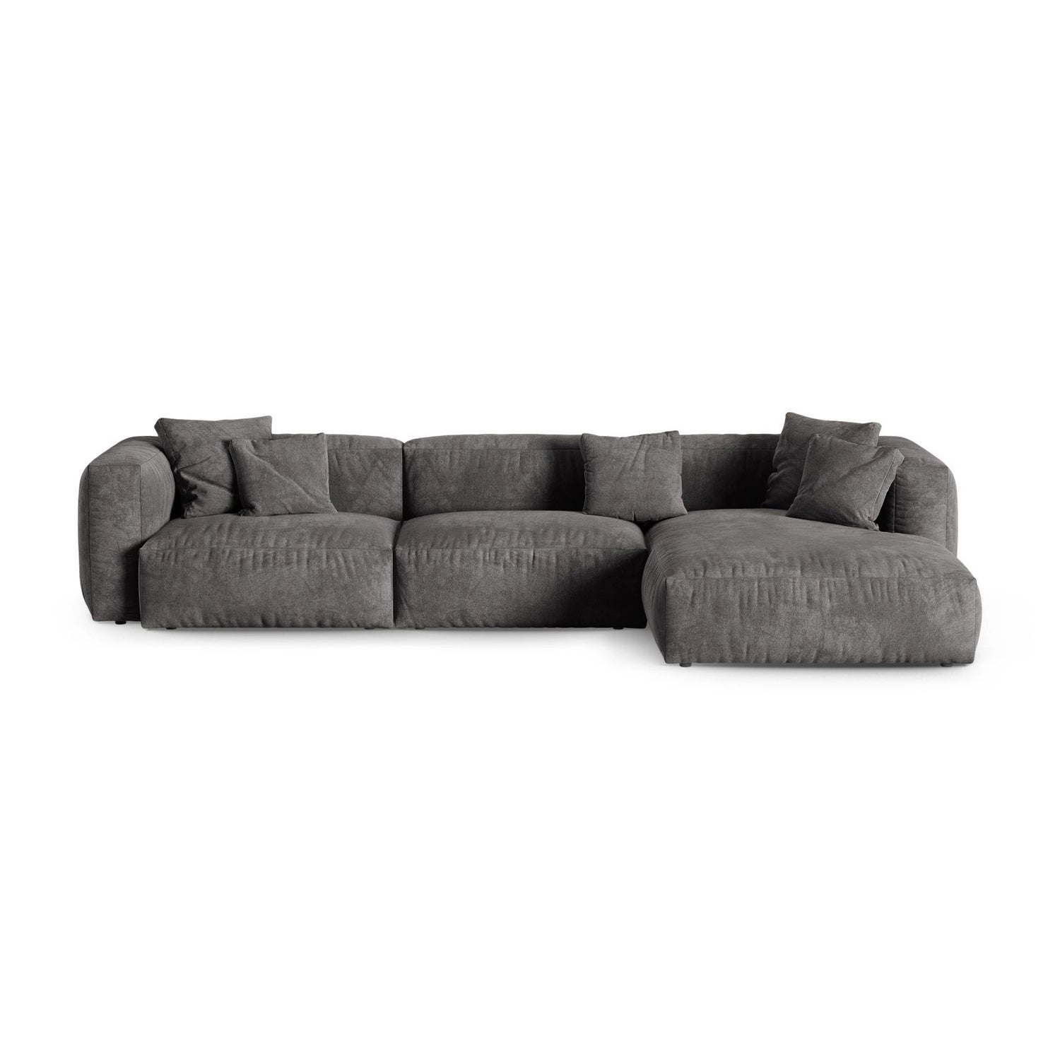 Martina modulares Ecksofa, Rechte Seite, Sitztiefe 90 cm, aus Samt in Grau (Vogue 15), 330x176 cm von Micadoni – Bild 1