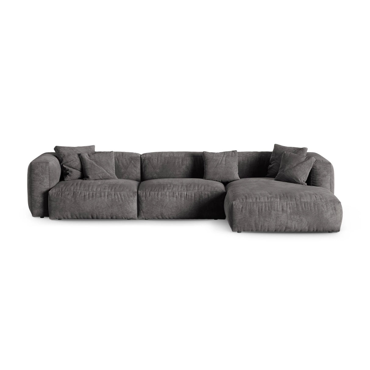 Martina modulares Ecksofa, Rechte Seite, Sitztiefe 90 cm, aus Samt in Grau (Vogue 15), 330x176 cm von Micadoni – Bild 1