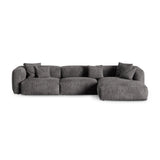 Martina modulares Ecksofa, Rechte Seite, Sitztiefe 90 cm, aus Samt in Grau (Vogue 15), 330x176 cm von Micadoni – Bild 1