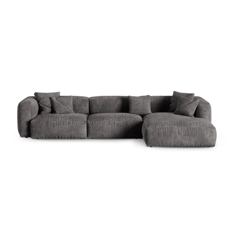 Martina modulares Ecksofa, Rechte Seite, Sitztiefe 90 cm, aus Samt in Grau (Vogue 15), 330x176 cm von Micadoni – Bild 1