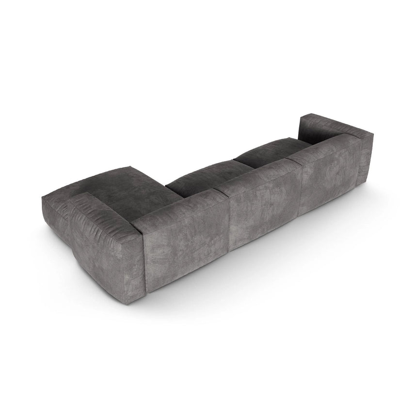 Martina modulares Ecksofa, Rechte Seite, Sitztiefe 90 cm, aus Samt in Grau (Vogue 15), 330x176 cm von Micadoni – Bild 5