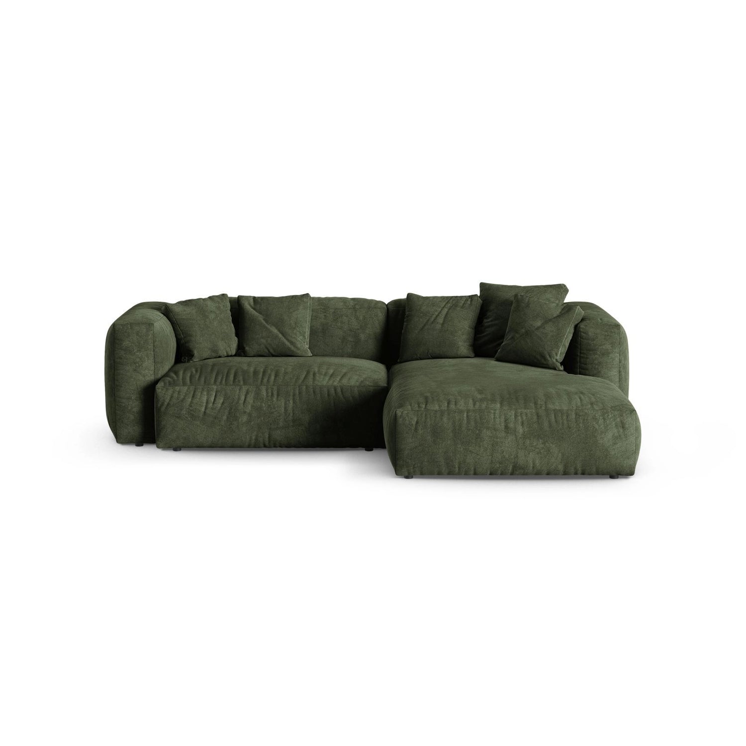 Martina modulares Ecksofa, Rechte Seite, Sitztiefe 90 cm, aus Samt in Grün (Vogue 11), 280x176 cm von Micadoni – Bild 1