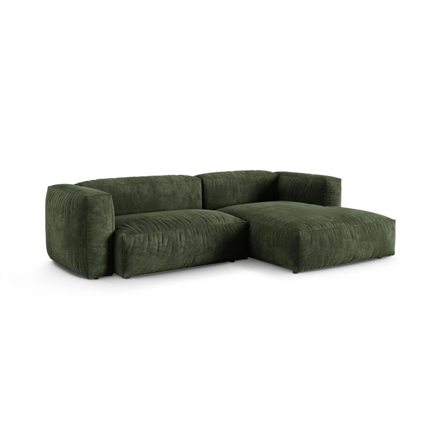 Martina modulares Ecksofa, Rechte Seite, Sitztiefe 90 cm, aus Samt in Grün (Vogue 11), 280x176 cm von Micadoni – Bild 3