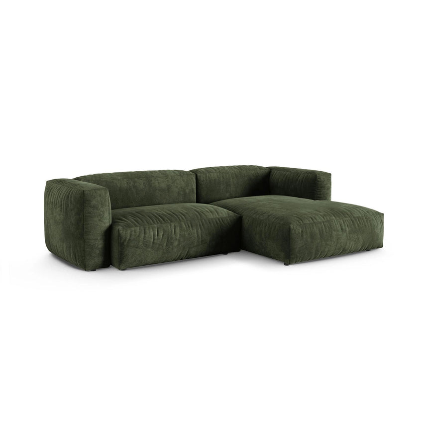 Martina modulares Ecksofa, Rechte Seite, Sitztiefe 90 cm, aus Samt in Grün (Vogue 11), 280x176 cm von Micadoni – Bild 3