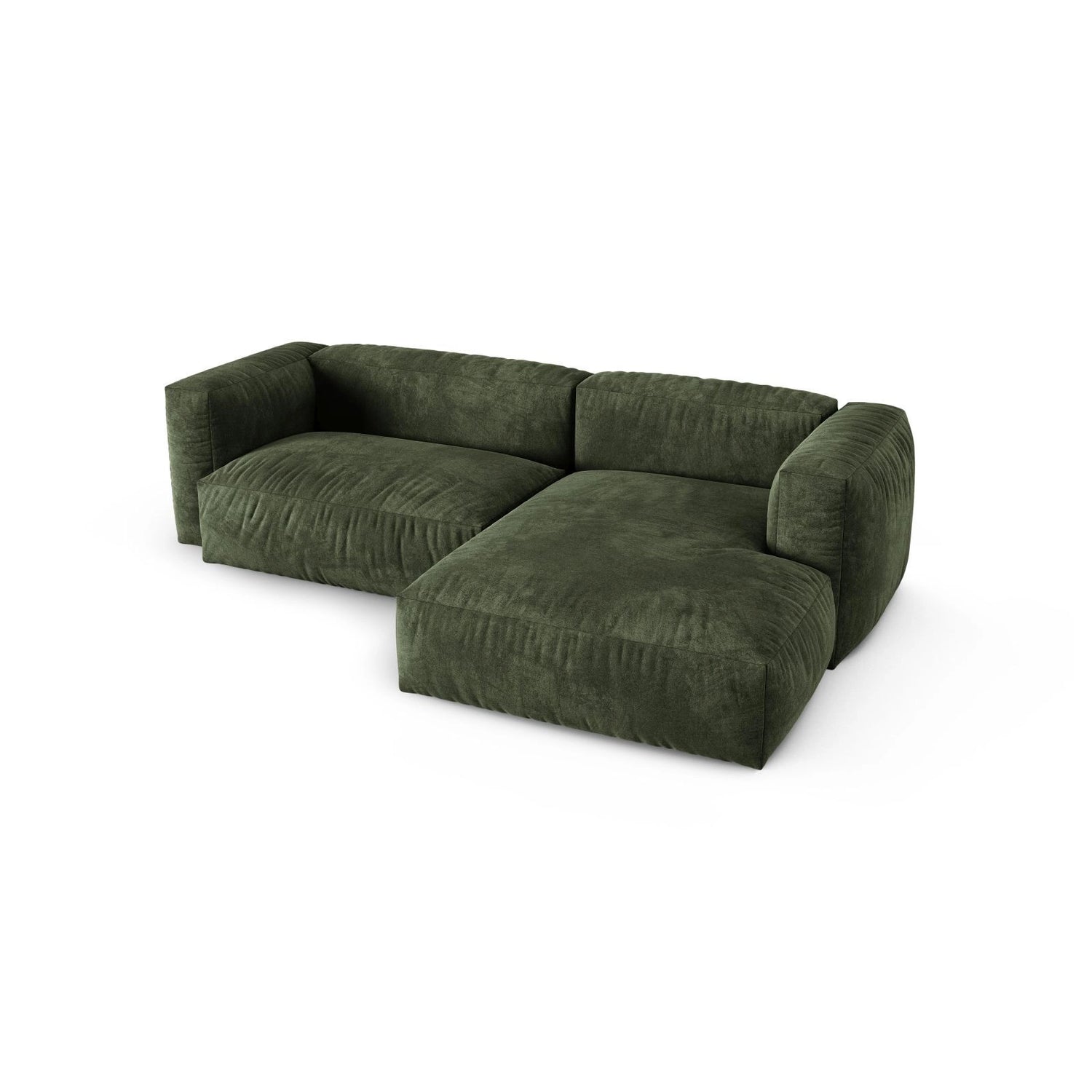 Martina modulares Ecksofa, Rechte Seite, Sitztiefe 90 cm, aus Samt in Grün (Vogue 11), 280x176 cm von Micadoni – Bild 4