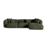 Martina modulares Ecksofa, Rechte Seite, Sitztiefe 90 cm, aus Samt in Grün (Vogue 11), 330x176 cm von Micadoni – Bild 1