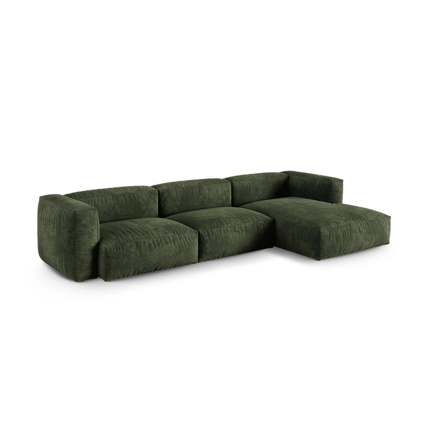 Martina modulares Ecksofa, Rechte Seite, Sitztiefe 90 cm, aus Samt in Grün (Vogue 11), 330x176 cm von Micadoni – Bild 3