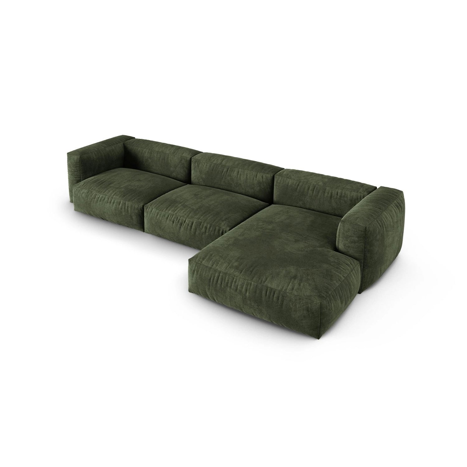 Martina modulares Ecksofa, Rechte Seite, Sitztiefe 90 cm, aus Samt in Grün (Vogue 11), 330x176 cm von Micadoni – Bild 4