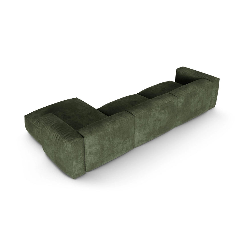 Martina modulares Ecksofa, Rechte Seite, Sitztiefe 90 cm, aus Samt in Grün (Vogue 11), 330x176 cm von Micadoni – Bild 5