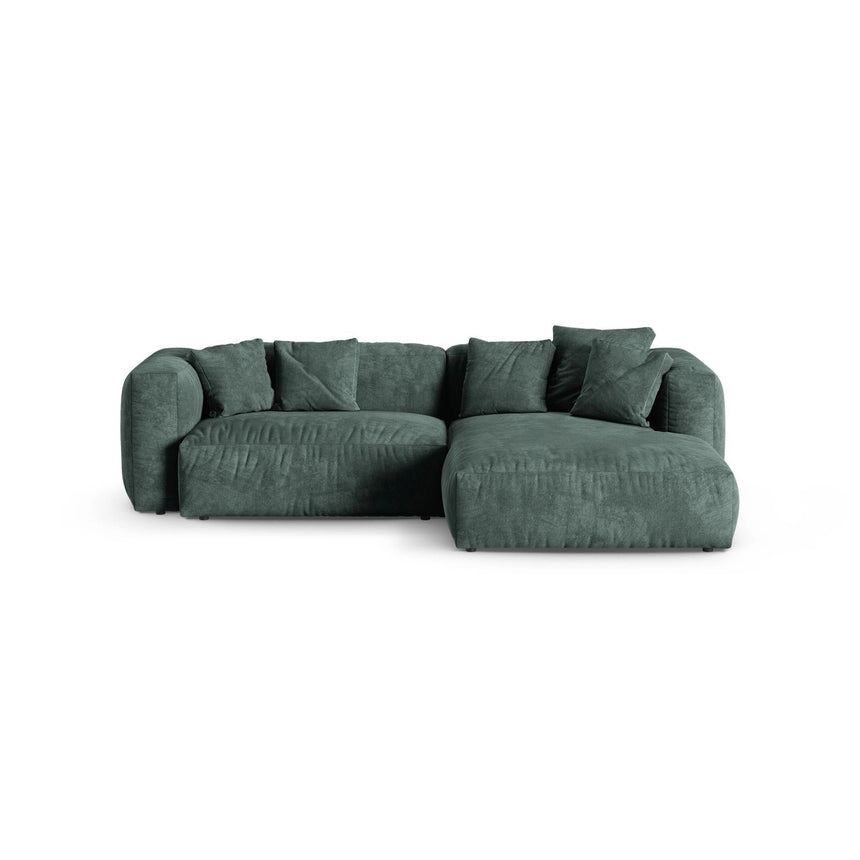 Martina modulares Ecksofa, Rechte Seite, Sitztiefe 90 cm, aus Samt in Petrol (Vogue 12), 280x176 cm von Micadoni – Bild 1