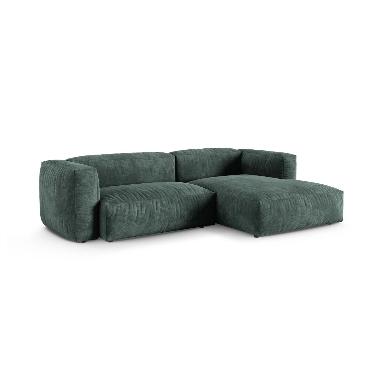 Martina modulares Ecksofa, Rechte Seite, Sitztiefe 90 cm, aus Samt in Petrol (Vogue 12), 280x176 cm von Micadoni – Bild 3