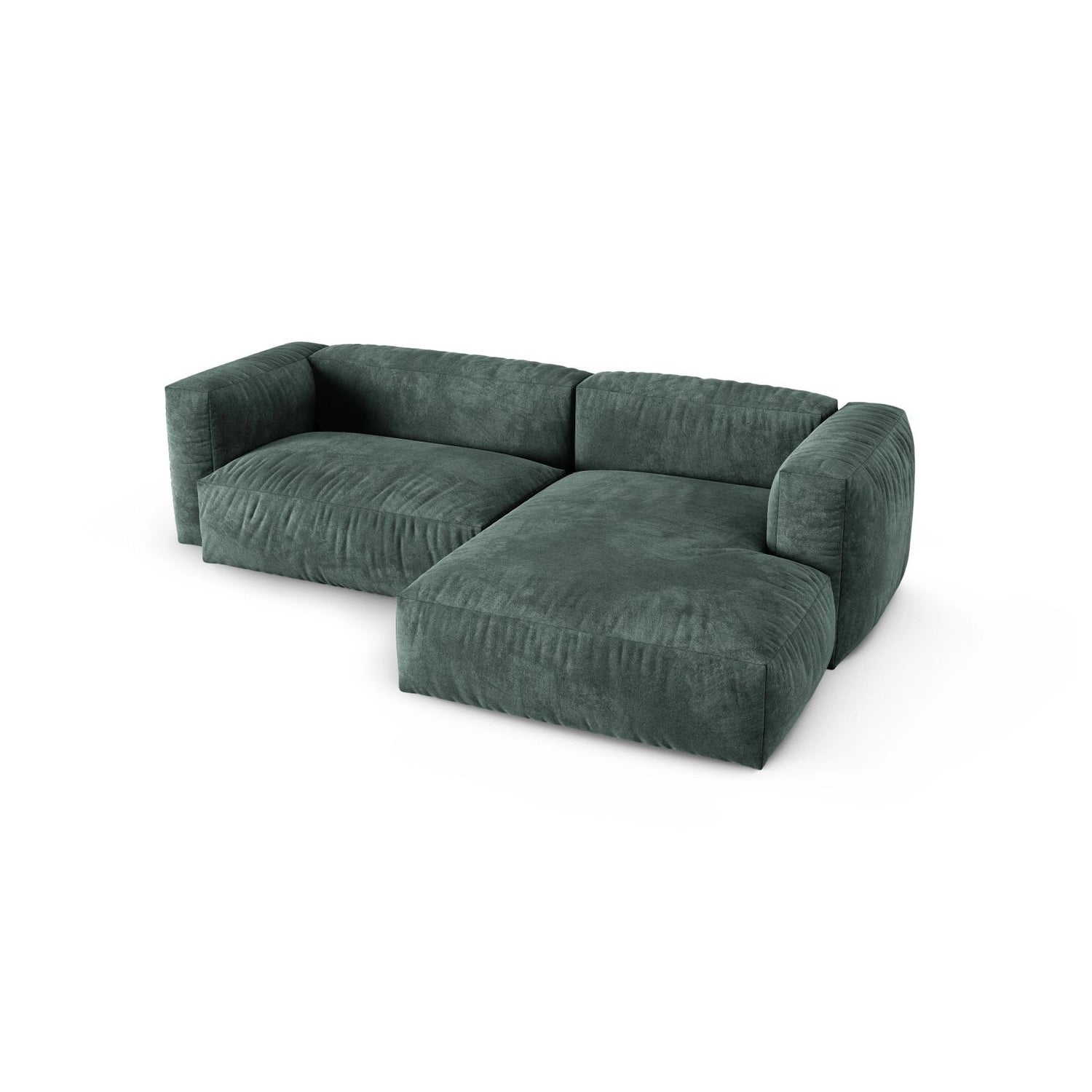 Martina modulares Ecksofa, Rechte Seite, Sitztiefe 90 cm, aus Samt in Petrol (Vogue 12), 280x176 cm von Micadoni – Bild 4