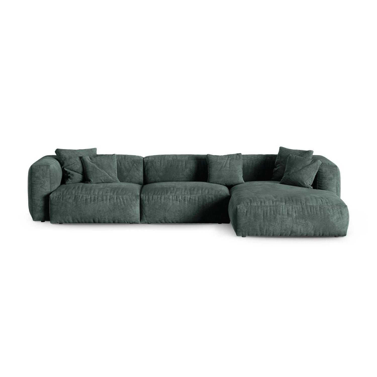 Martina modulares Ecksofa, Rechte Seite, Sitztiefe 90 cm, aus Samt in Petrol (Vogue 12), 330x176 cm von Micadoni – Bild 1