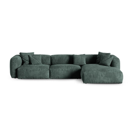 Martina modulares Ecksofa, Rechte Seite, Sitztiefe 90 cm, aus Samt in Petrol (Vogue 12), 330x176 cm von Micadoni – Bild 1