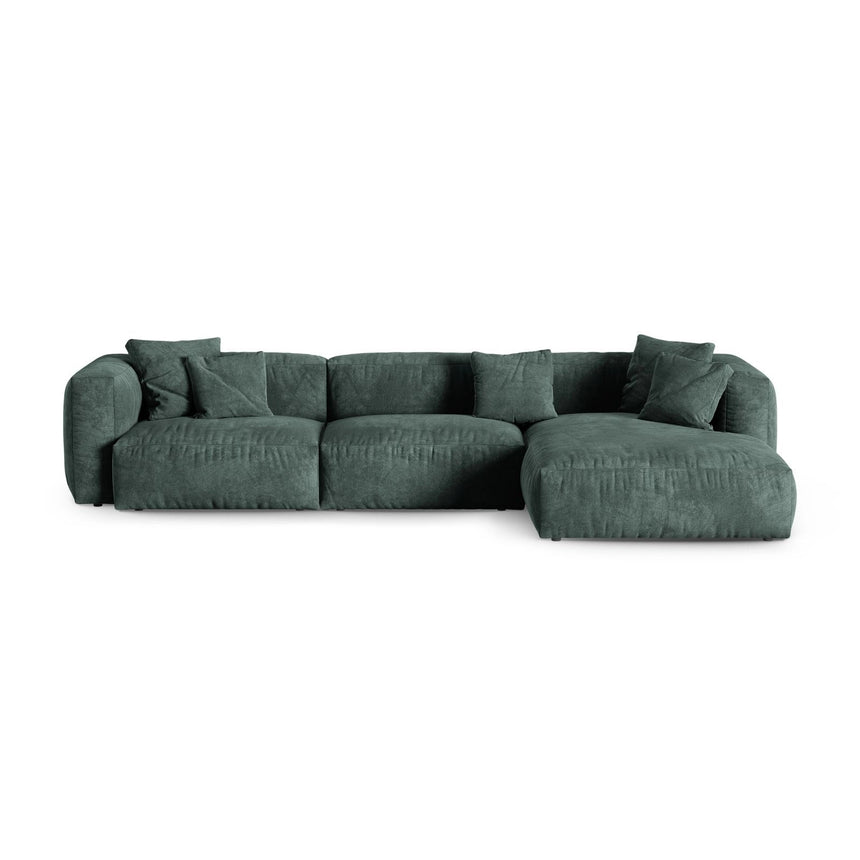 Martina modulares Ecksofa, Rechte Seite, Sitztiefe 90 cm, aus Samt in Petrol (Vogue 12), 330x176 cm von Micadoni – Bild 1