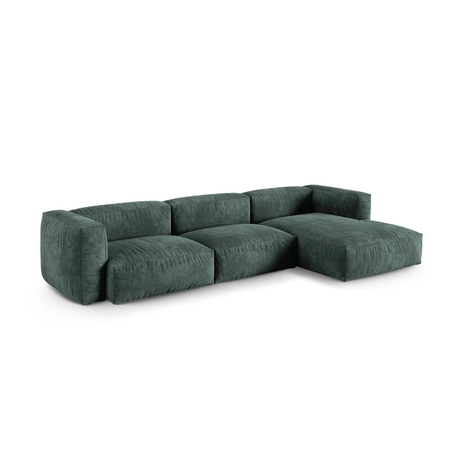 Martina modulares Ecksofa, Rechte Seite, Sitztiefe 90 cm, aus Samt in Petrol (Vogue 12), 330x176 cm von Micadoni – Bild 3