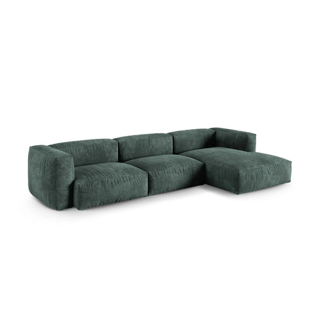 Martina modulares Ecksofa, Rechte Seite, Sitztiefe 90 cm, aus Samt in Petrol (Vogue 12), 330x176 cm von Micadoni – Bild 3