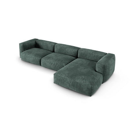 Martina modulares Ecksofa, Rechte Seite, Sitztiefe 90 cm, aus Samt in Petrol (Vogue 12), 330x176 cm von Micadoni – Bild 4