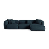 Martina modulares Ecksofa, Rechte Seite, Sitztiefe 90 cm, aus Strukturierter Stoff in Blau Jeans (Boston Ocean), 330x176 cm von Micadoni – Bild 1