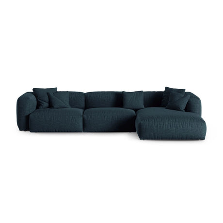 Martina modulares Ecksofa, Rechte Seite, Sitztiefe 90 cm, aus Strukturierter Stoff in Blau Jeans (Boston Ocean), 330x176 cm von Micadoni – Bild 1