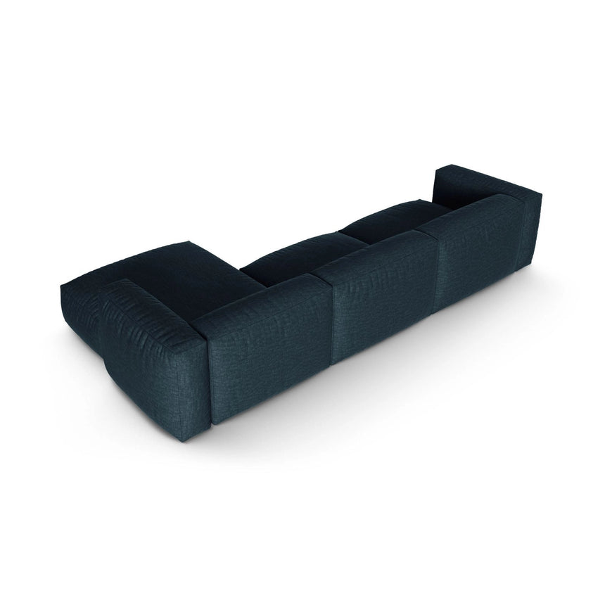 Martina modulares Ecksofa, Rechte Seite, Sitztiefe 90 cm, aus Strukturierter Stoff in Blau Jeans (Boston Ocean), 330x176 cm von Micadoni – Bild 5