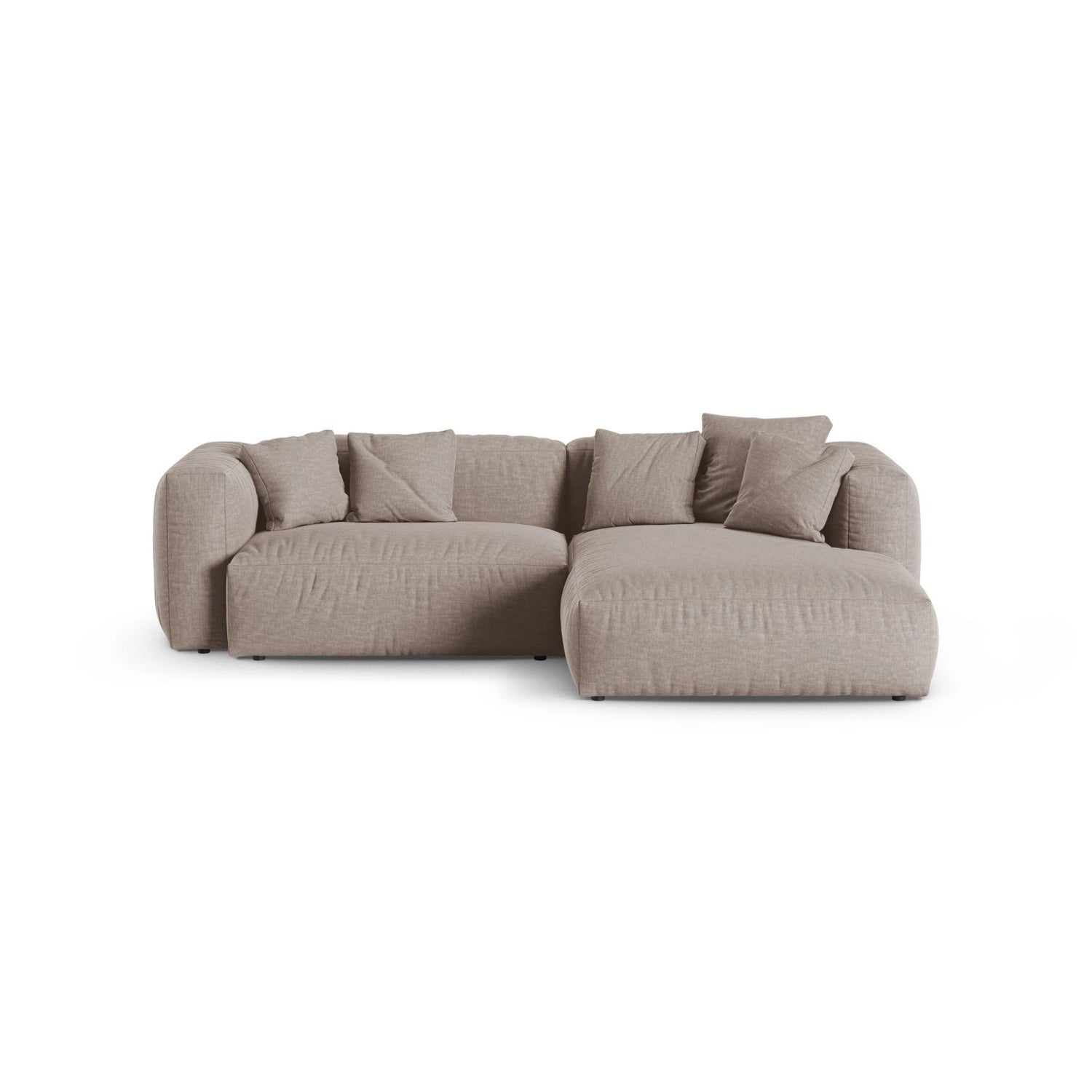 Martina modulares Ecksofa, Rechte Seite, Sitztiefe 90 cm, aus Strukturierter Stoff in Dunkelbeige (Boston Trufa), 280x176 cm von Micadoni – Bild 1