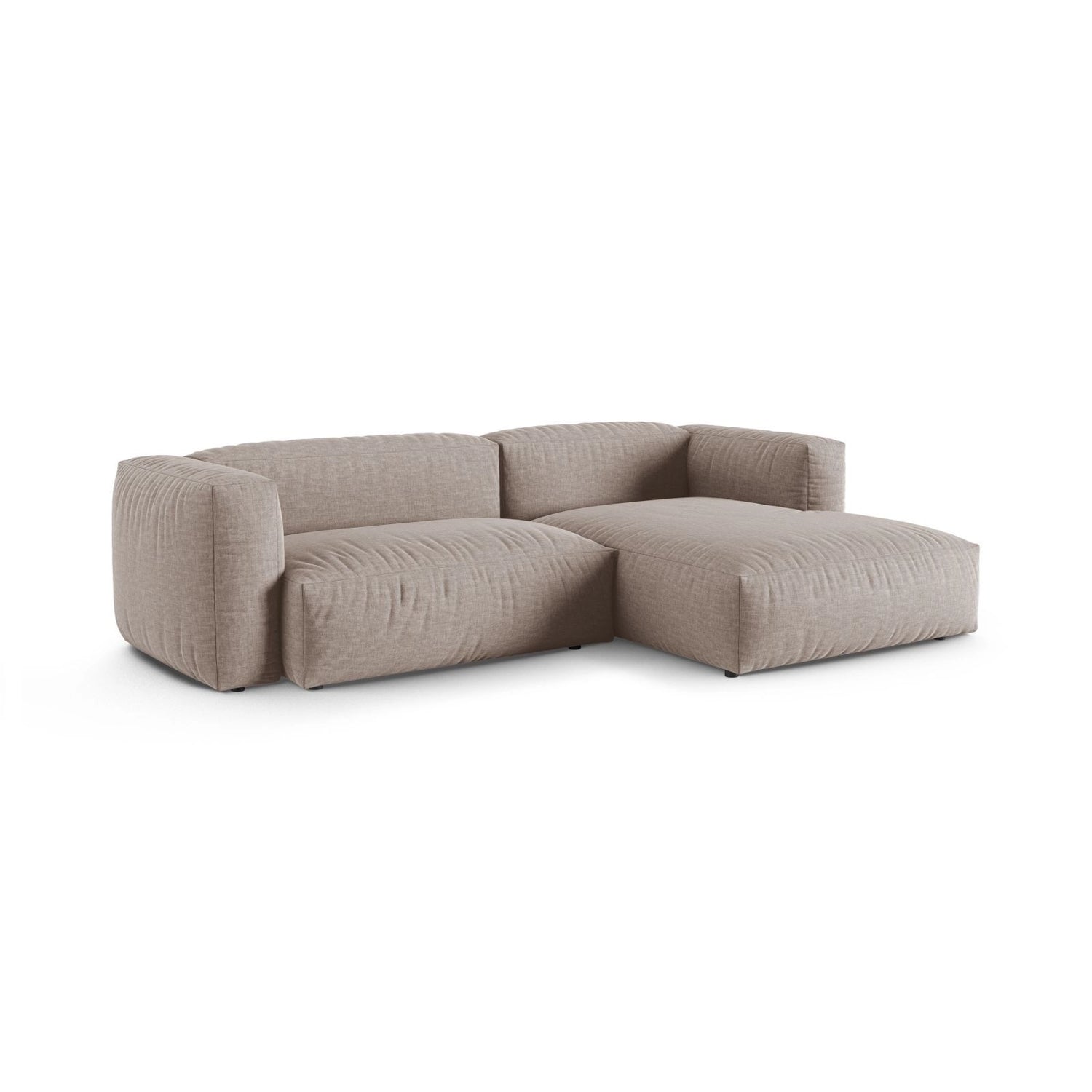 Martina modulares Ecksofa, Rechte Seite, Sitztiefe 90 cm, aus Strukturierter Stoff in Dunkelbeige (Boston Trufa), 280x176 cm von Micadoni – Bild 3
