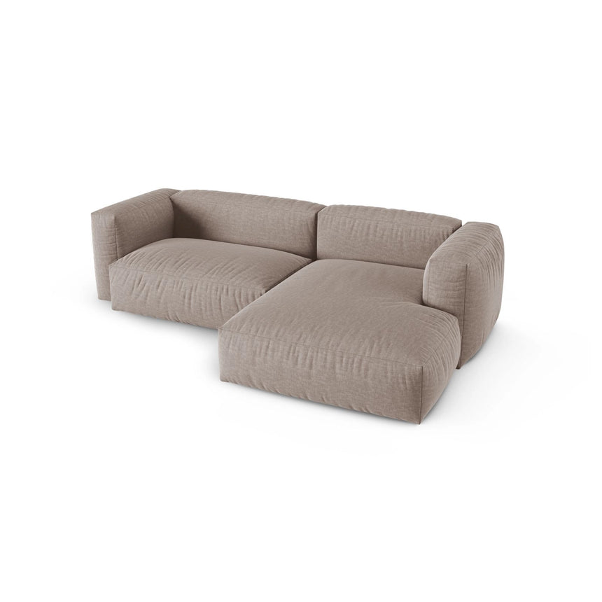 Martina modulares Ecksofa, Rechte Seite, Sitztiefe 90 cm, aus Strukturierter Stoff in Dunkelbeige (Boston Trufa), 280x176 cm von Micadoni – Bild 4