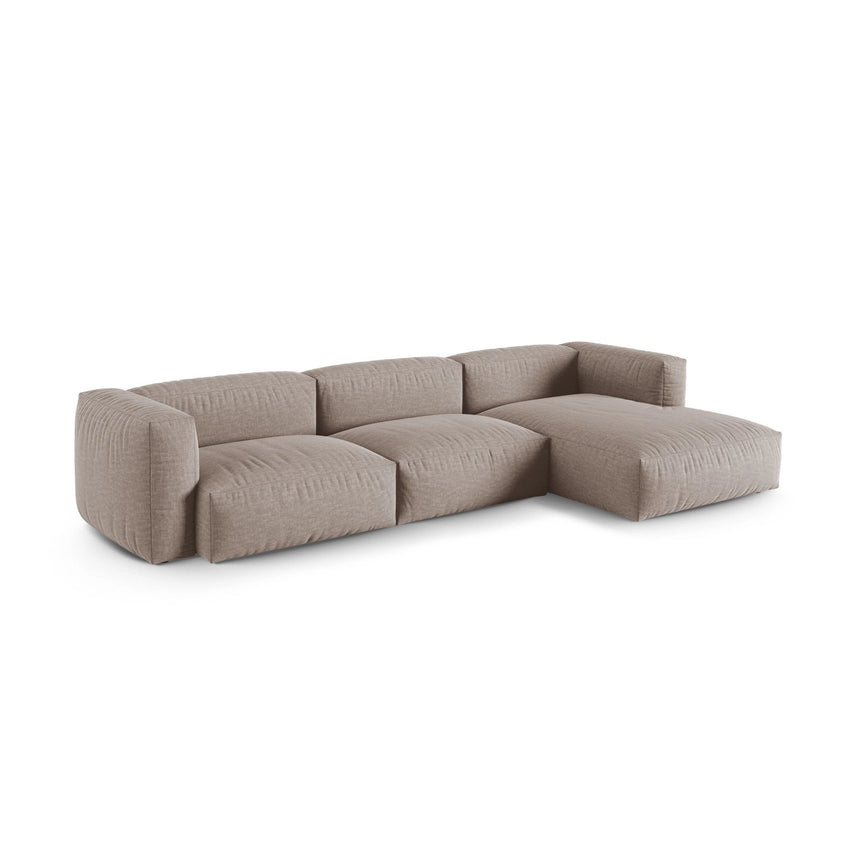 Martina modulares Ecksofa, Rechte Seite, Sitztiefe 90 cm, aus Strukturierter Stoff in Dunkelbeige (Boston Trufa), 330x176 cm von Micadoni – Bild 3
