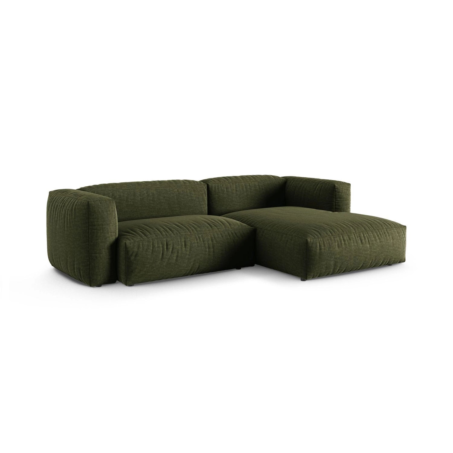 Martina modulares Ecksofa, Rechte Seite, Sitztiefe 90 cm, aus Strukturierter Stoff in Grün (Boston Forest), 280x176 cm von Micadoni – Bild 3