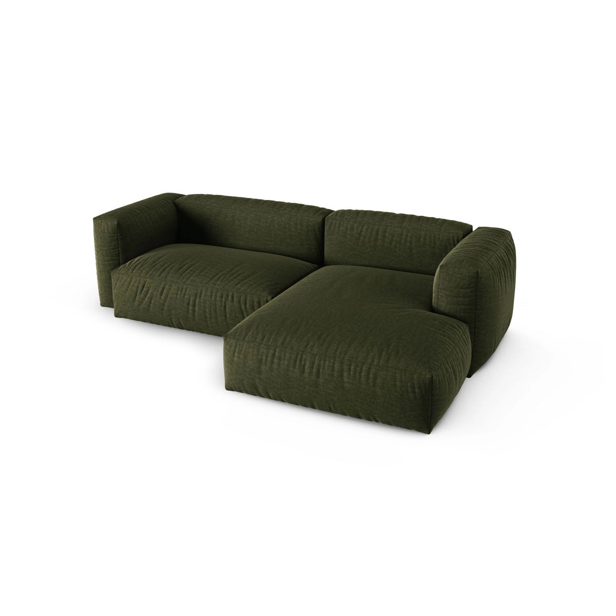 Martina modulares Ecksofa, Rechte Seite, Sitztiefe 90 cm, aus Strukturierter Stoff in Grün (Boston Forest), 280x176 cm von Micadoni – Bild 4