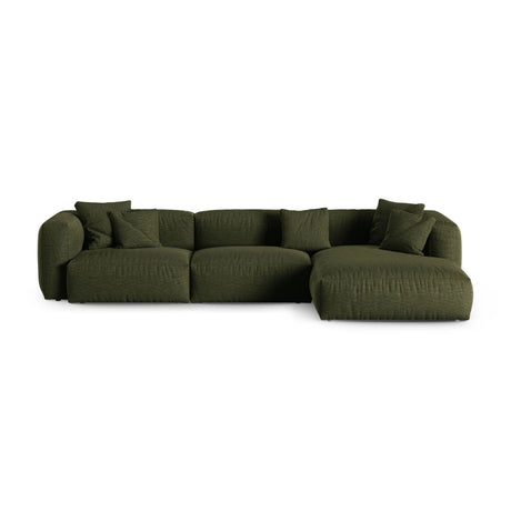 Martina modulares Ecksofa, Rechte Seite, Sitztiefe 90 cm, aus Strukturierter Stoff in Grün (Boston Forest), 330x176 cm von Micadoni – Bild 1