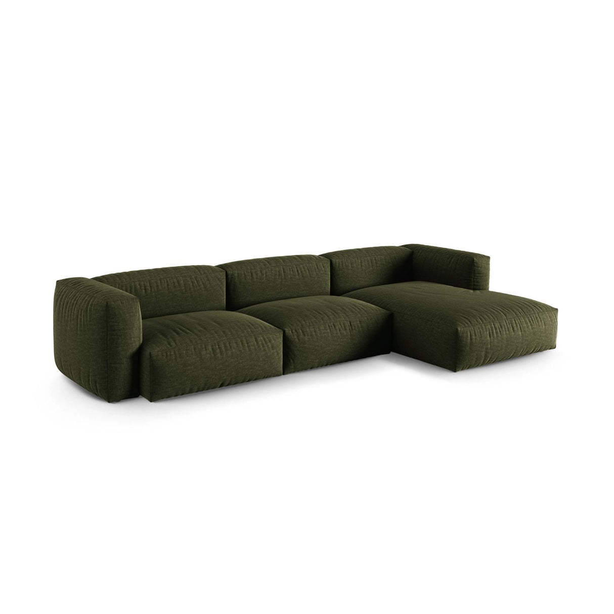 Martina modulares Ecksofa, Rechte Seite, Sitztiefe 90 cm, aus Strukturierter Stoff in Grün (Boston Forest), 330x176 cm von Micadoni – Bild 3