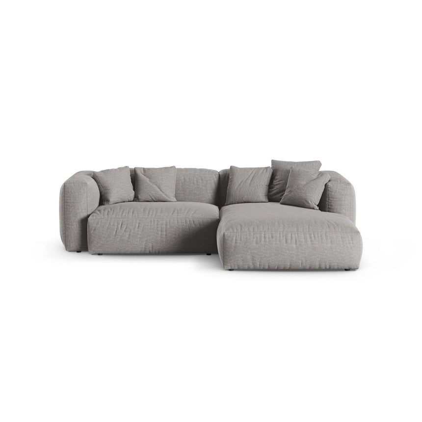 Martina modulares Ecksofa, Rechte Seite, Sitztiefe 90 cm, aus Strukturierter Stoff in Hellgrau (Boston Light Grey), 280x176 cm von Micadoni – Bild 1
