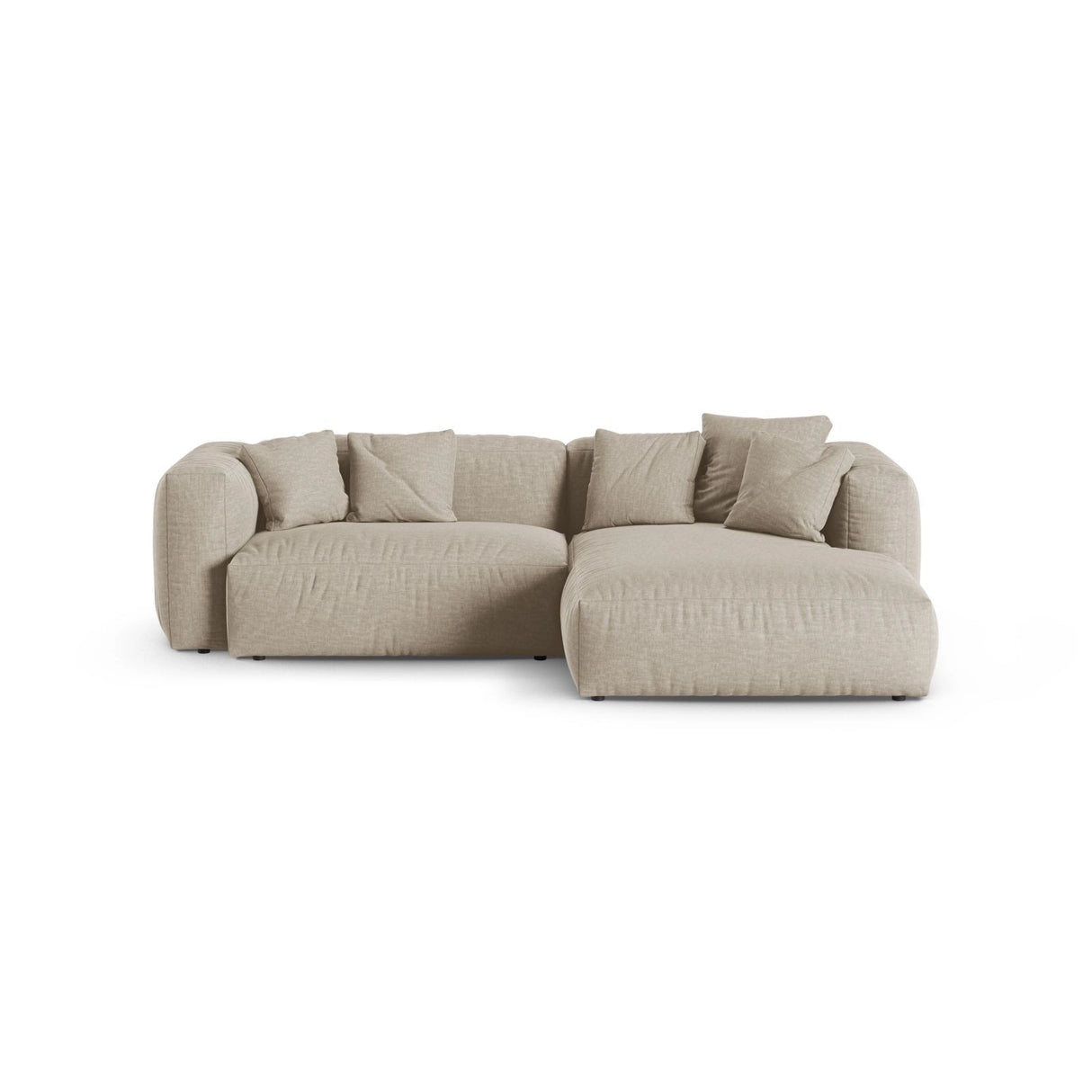 Martina modulares Ecksofa, Rechte Seite, Sitztiefe 90 cm, aus Strukturierter Stoff in Leichtes Beige (Boston Toffee), 280x176 cm von Micadoni – Bild 1