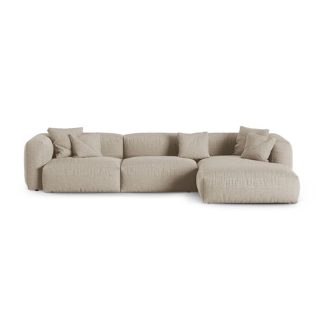 Martina modulares Ecksofa, Rechte Seite, Sitztiefe 90 cm, aus Strukturierter Stoff in Leichtes Beige (Boston Toffee), 330x176 cm von Micadoni – Bild 1