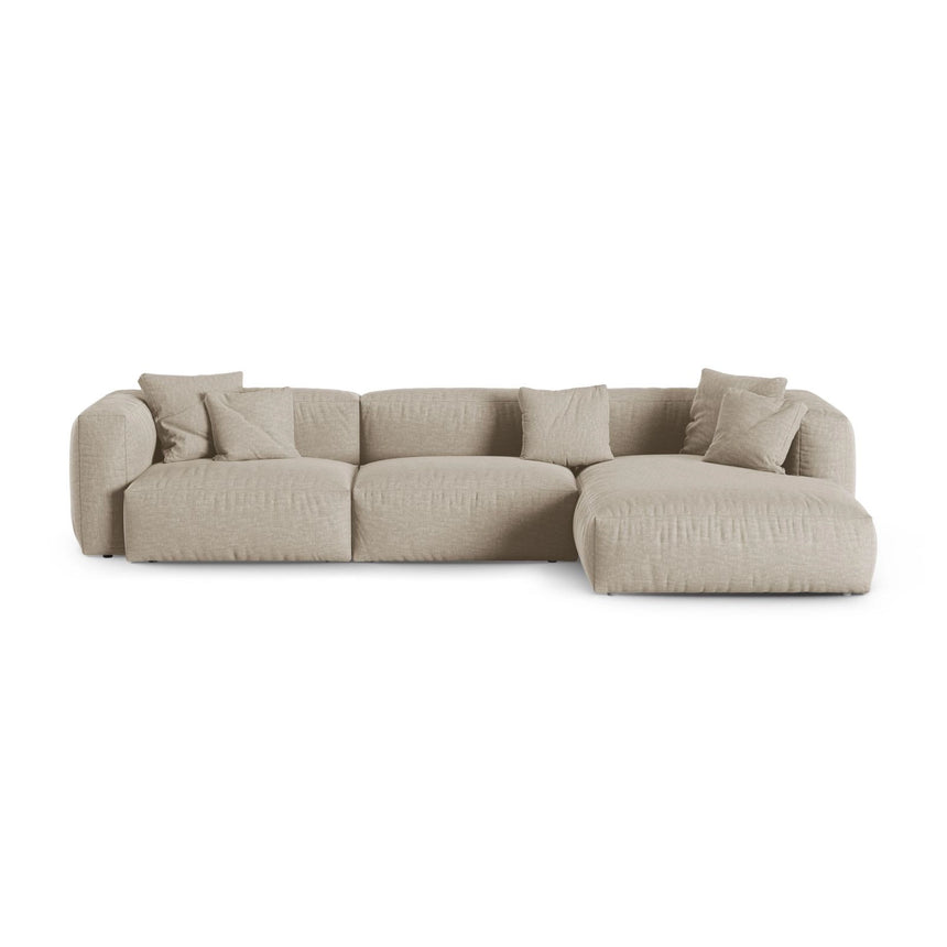 Martina modulares Ecksofa, Rechte Seite, Sitztiefe 90 cm, aus Strukturierter Stoff in Leichtes Beige (Boston Toffee), 330x176 cm von Micadoni – Bild 1