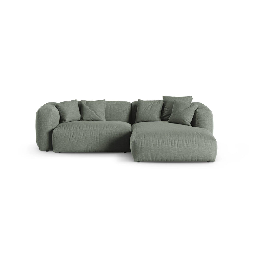 Martina modulares Ecksofa, Rechte Seite, Sitztiefe 90 cm, aus Strukturierter Stoff in Moosgrün (Boston Water Green), 280x176 cm von Micadoni – Bild 1