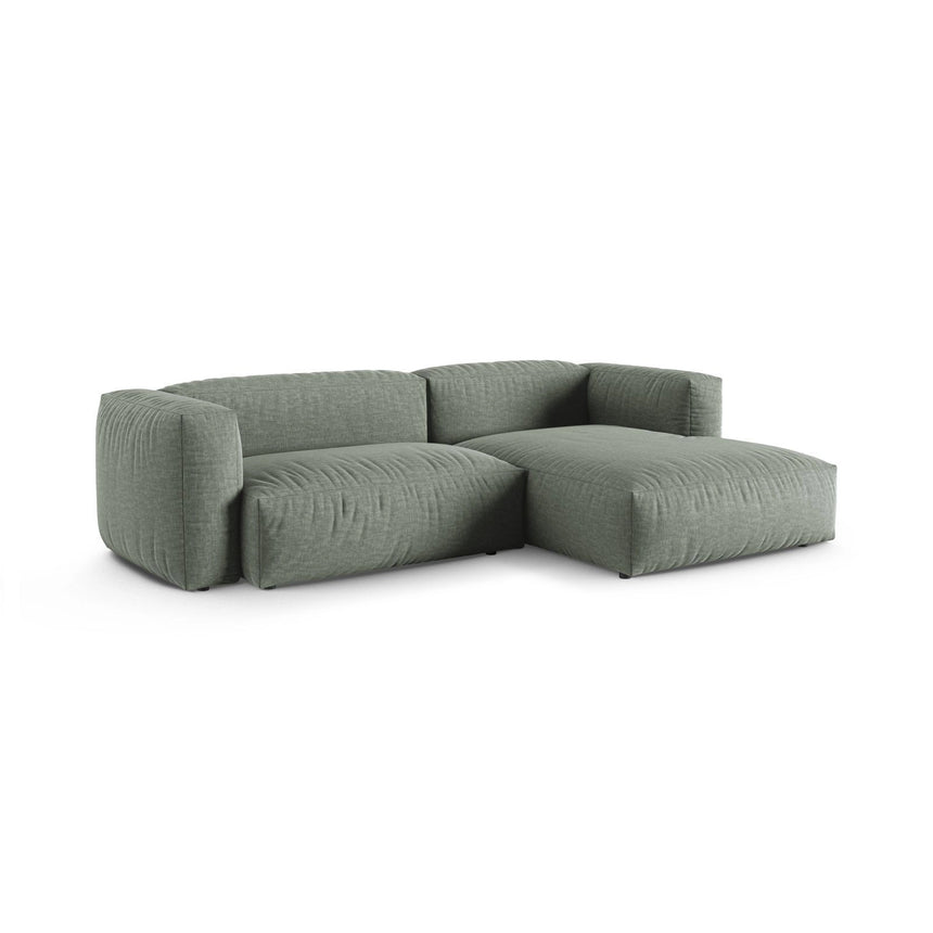 Martina modulares Ecksofa, Rechte Seite, Sitztiefe 90 cm, aus Strukturierter Stoff in Moosgrün (Boston Water Green), 280x176 cm von Micadoni – Bild 3