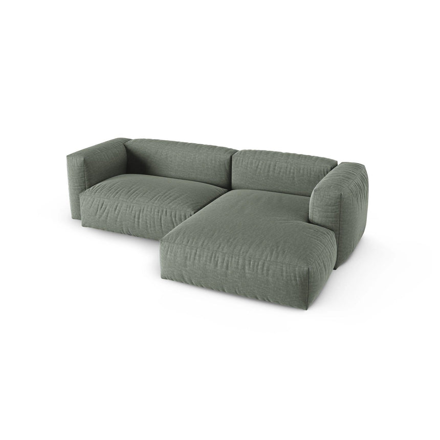 Martina modulares Ecksofa, Rechte Seite, Sitztiefe 90 cm, aus Strukturierter Stoff in Moosgrün (Boston Water Green), 280x176 cm von Micadoni – Bild 4