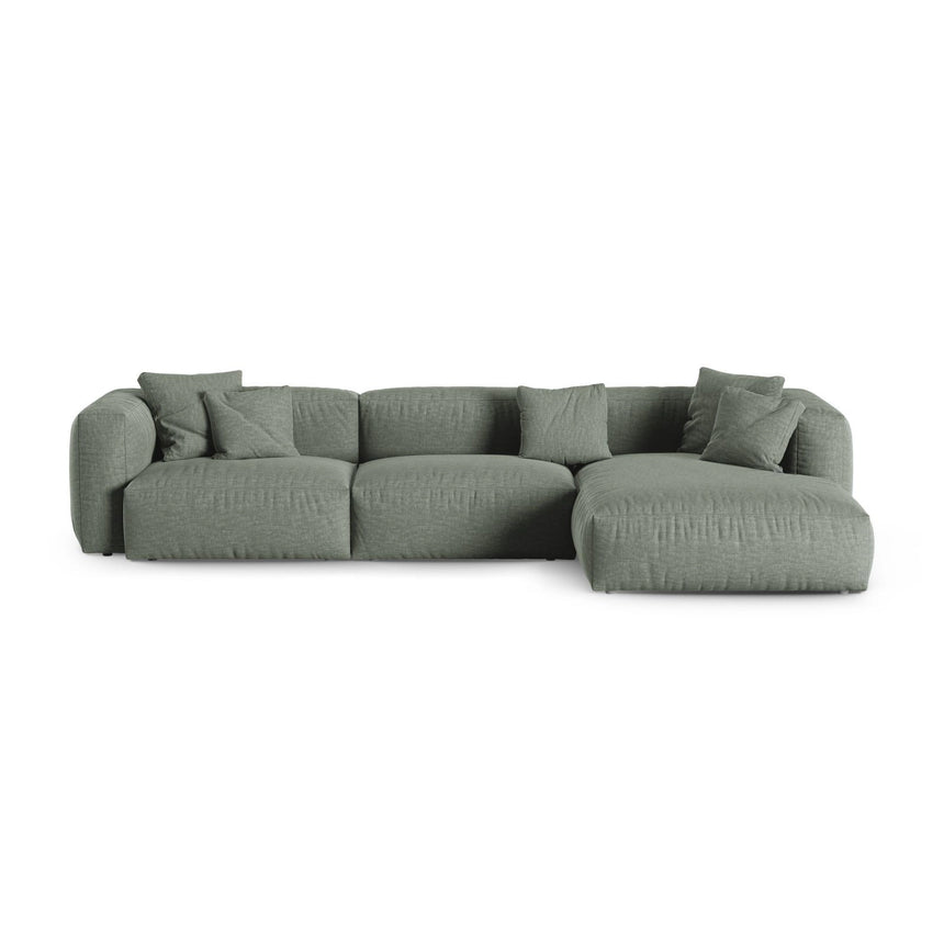Martina modulares Ecksofa, Rechte Seite, Sitztiefe 90 cm, aus Strukturierter Stoff in Moosgrün (Boston Water Green), 330x176 cm von Micadoni – Bild 1