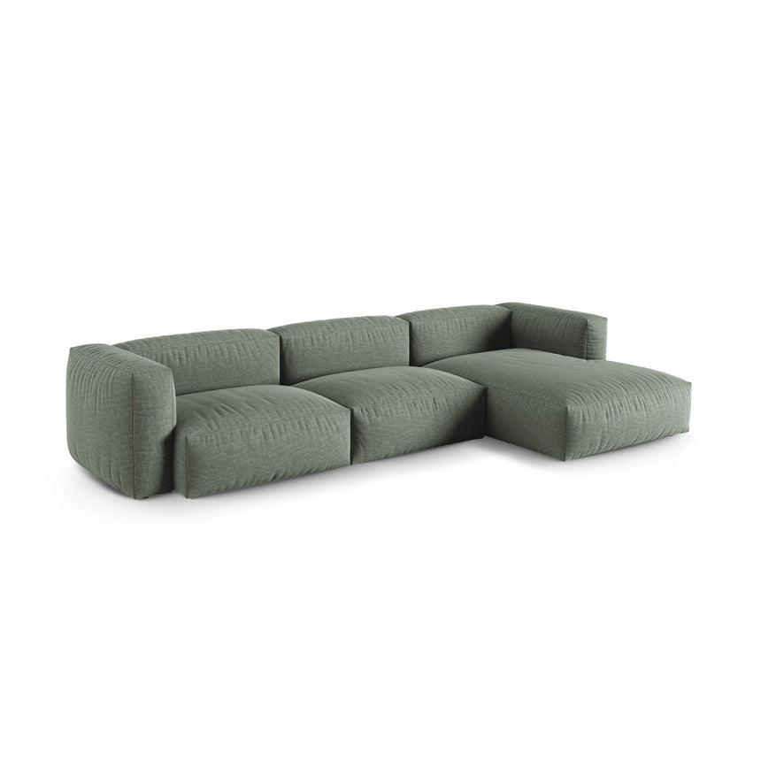 Martina modulares Ecksofa, Rechte Seite, Sitztiefe 90 cm, aus Strukturierter Stoff in Moosgrün (Boston Water Green), 330x176 cm von Micadoni – Bild 3