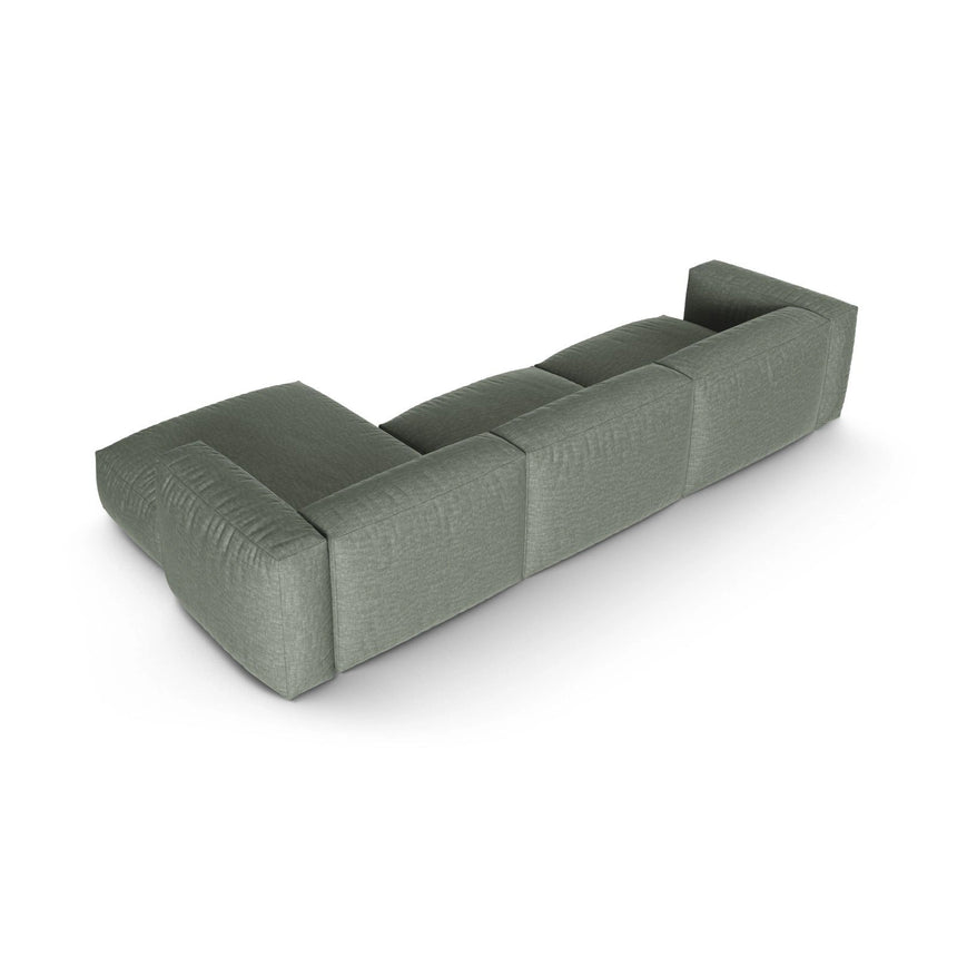 Martina modulares Ecksofa, Rechte Seite, Sitztiefe 90 cm, aus Strukturierter Stoff in Moosgrün (Boston Water Green), 330x176 cm von Micadoni – Bild 5